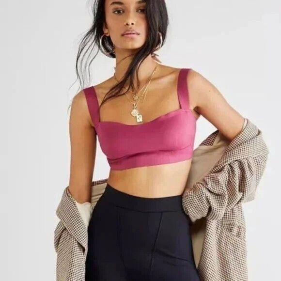 Free People Naomi Longline Bra Dried Rose Size Medium FP - Picture 5 of 9